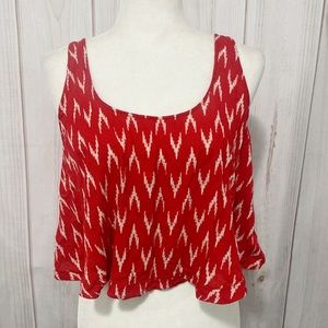 KIMCHI BLUE by Urban Outfitters Red/White Aztec Print Crop Top - Medium